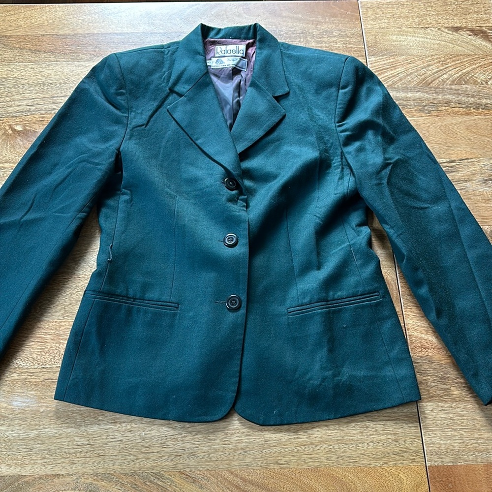 90s Vintage 100% wool blazer, Rafaella, jewel green, size 10